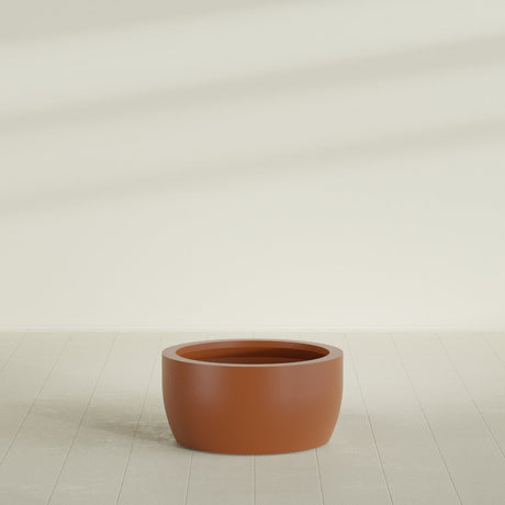 Casablanca Bowl Planter in Matte Terra Cotta, 30"D × 15"H, shown empty