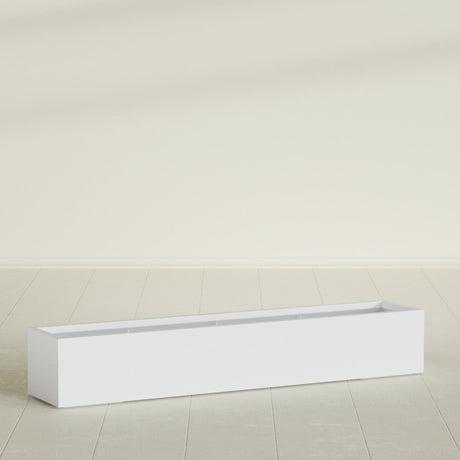Cuba Low Rectangular Planter in Gloss Bright White, 72"L × 14"D × 12"H, shown empty