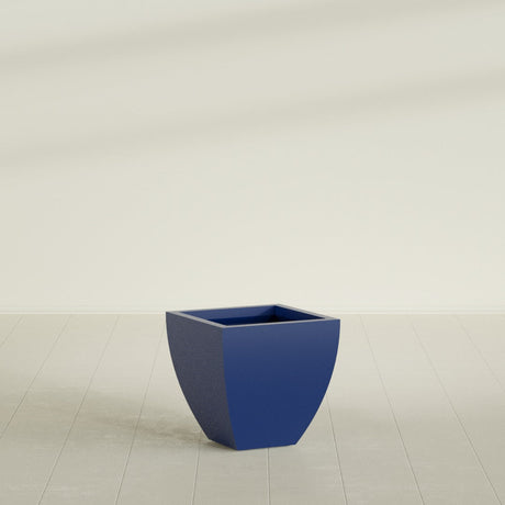 Lima Tapered Square Planter in Matte Cobalt Blue, 20", shown empty