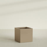 Montroy Cube Planter in Gloss Metallic Gold, 36", shown empty