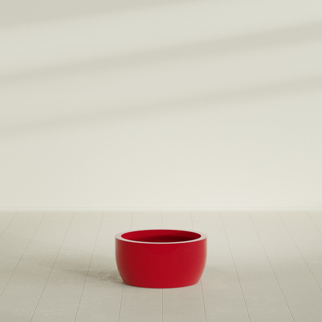 Casablanca Bowl Planter in Gloss Red, 24"D × 12"H, shown empty