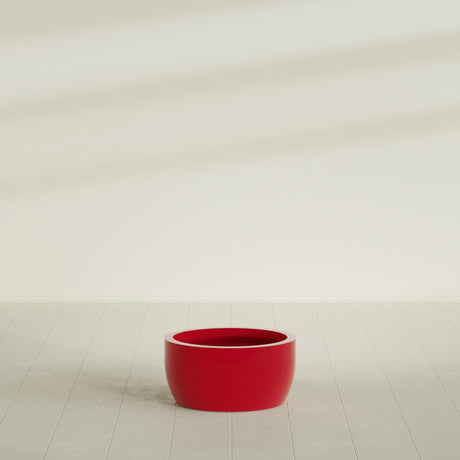 Casablanca Bowl Planter in Gloss Red, 24"D × 12"H, shown empty