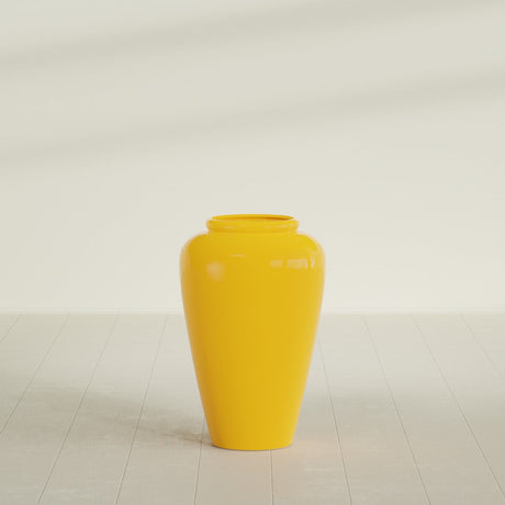 Barà Jar Planter in Gloss Saffron, 20"D × 31"H, shown empty