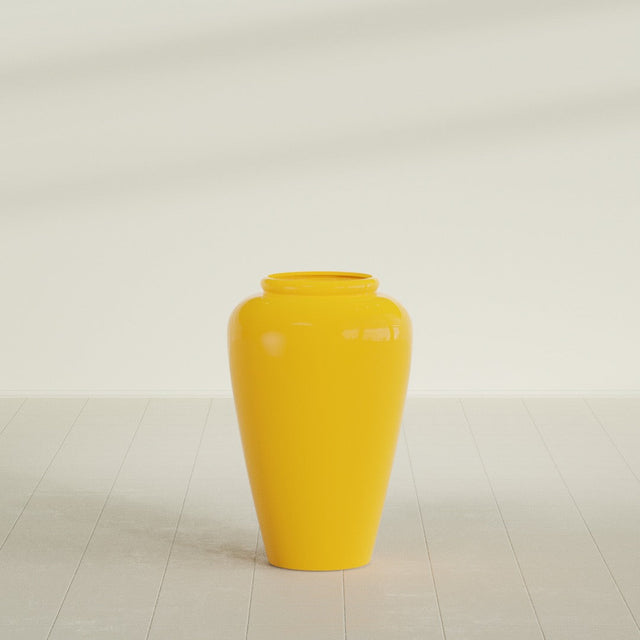 Barà Jar Planter in Gloss Saffron, 20"D × 31"H, shown empty