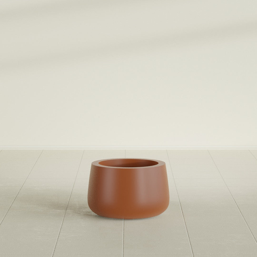 Short Hayden Bowl Planter in Matte Terra Cotta, 12"D × 7"H, shown empty