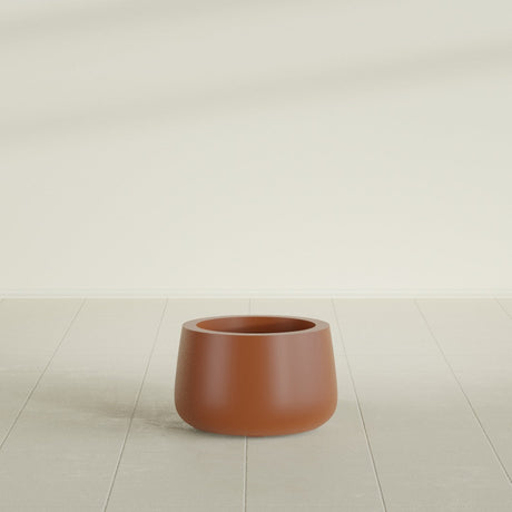 Short Hayden Bowl Planter in Matte Terra Cotta, 12"D × 7"H, shown empty
