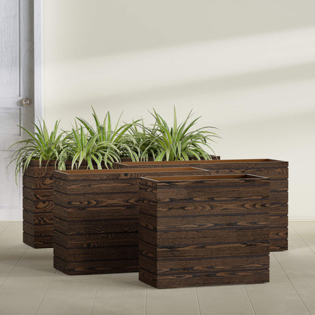 Sedona Tall planter in textured walnut, size range, in a sunlit interior