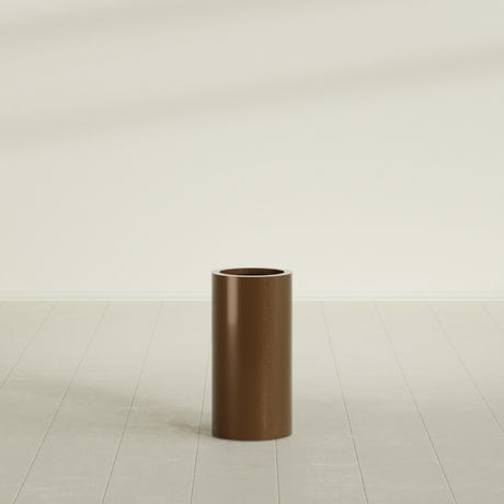 Corry Cylinder Planter in Metallic Bronze, 10"D × 20"H, shown empty