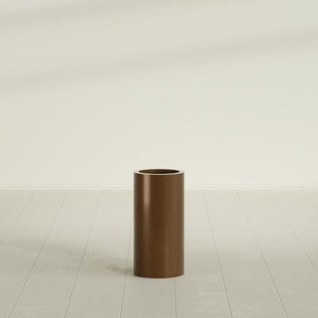 Corry Cylinder Planter in Metallic Bronze, 10"D × 20"H, shown empty