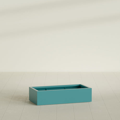 Antwerp Rectangular Planter in Satin Seafoam Green, 48"L × 24"D × 12"H, shown empty