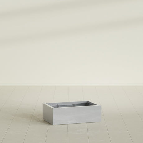 Antwerp Rectangular Planter in Metallic Silver, 36"L × 24"D × 12"H, shown empty