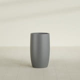Lisbon tall round tapered fiberglass planter in Matte Gunmetal, 18 in diameter, 32 in high, shown empty