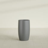 Lisbon tall round tapered fiberglass planter in Matte Gunmetal, 18 in diameter, 32 in high, shown empty