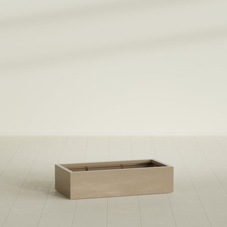Antwerp Rectangular Planter in Gloss Metallic Gold, 48"L × 24"D × 12"H, shown empty
