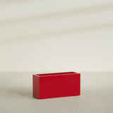 Hollywood Narrow Rectangular Planter in Gloss Red, 36"L × 12"D × 24"H, shown empty