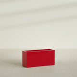 Hollywood Narrow Rectangular Planter in Gloss Red, 36"L × 12"D × 24"H, shown empty