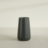 Saigon Tapered Round Planter in Matte Charcoal, 16"D × 36"H, shown empty