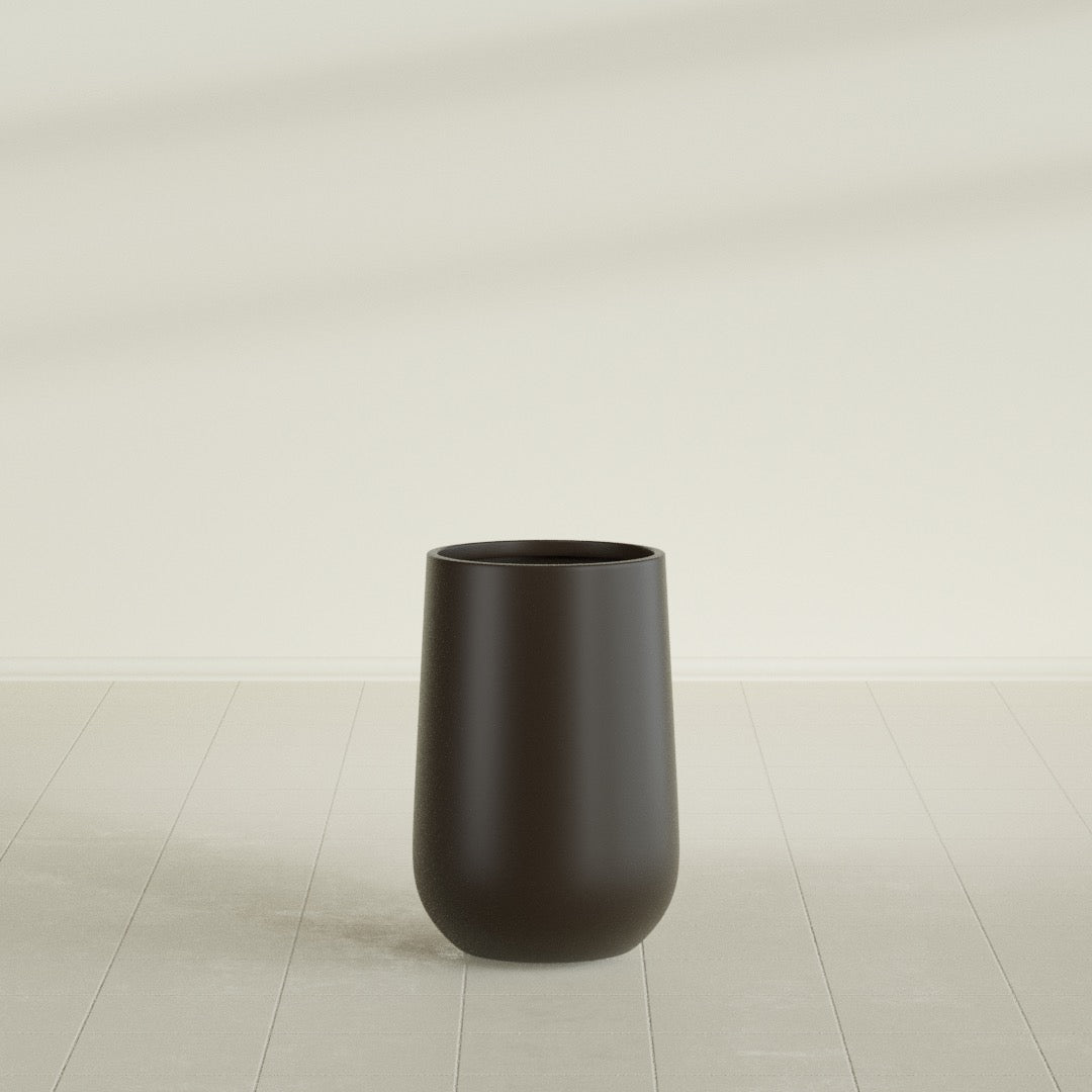 Hayden Urn Planter in Matte Dark Brown, 12"Diam × 20"H, shown empty