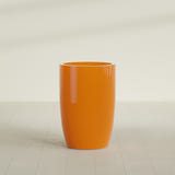 Lisbon tall round tapered fiberglass planter in Gloss Tangerine, 24 in diameter, 36 in high, shown empty