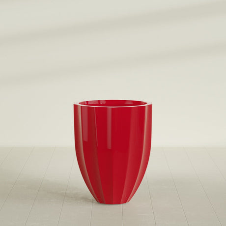Alicante Fluted Planter in Gloss Red, 26"D × 32"H, shown empty