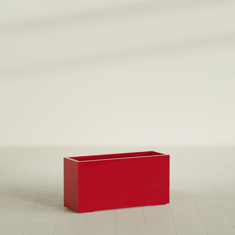 Tolga Rectangular Planter in Gloss Red, 48"L × 16"D × 24"H, shown empty