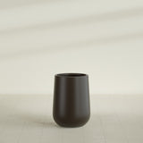 Hayden Urn Planter in Matte Dark Brown, 15"Diam × 23"H, shown empty