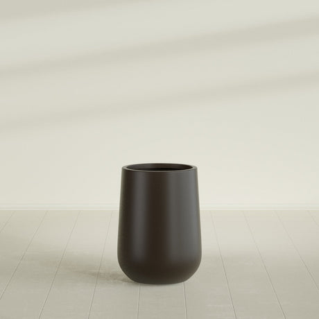 Hayden Urn Planter in Matte Dark Brown, 15"Diam × 23"H, shown empty