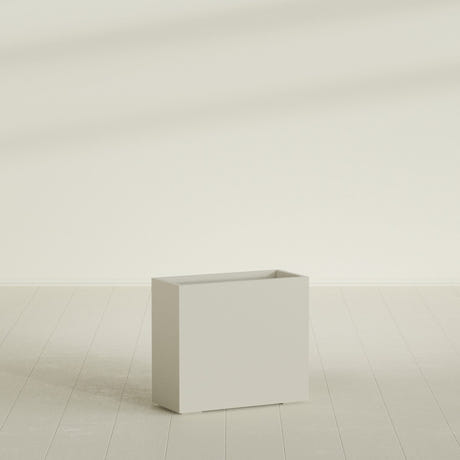 Potsdam Rectangular Planter in Satin Beige, 36"L × 16"D × 32"H, shown empty