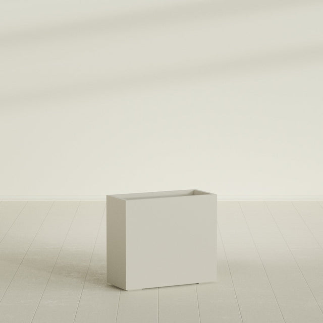 Potsdam Rectangular Planter in Satin Beige, 36"L × 16"D × 32"H, shown empty
