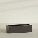 Torino Wide Rectangular Planter in Matte Dark Brown, 60"L × 24"D × 18"H, shown empty