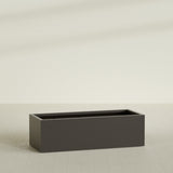 Torino Wide Rectangular Planter in Matte Dark Brown, 60"L × 24"D × 18"H, shown empty