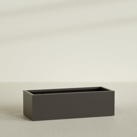 Torino Wide Rectangular Planter in Matte Dark Brown, 60"L × 24"D × 18"H, shown empty