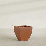 Lima Tapered Square Planter in Matte Terra Cotta, 24", shown empty