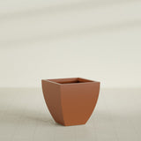 Lima Tapered Square Planter in Matte Terra Cotta, 24", shown empty