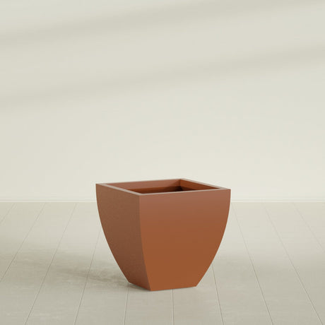 Lima Tapered Square Planter in Matte Terra Cotta, 24", shown empty