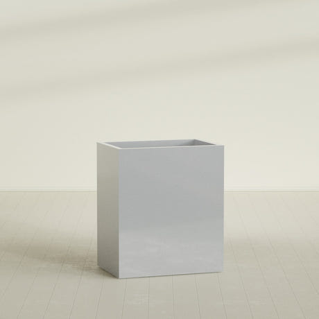 Darwin Rectangular Planter in Metallic Silver, 36"L × 24"D × 42"H, shown empty