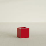 Montroy Cube Planter in Gloss Red, 16", shown empty