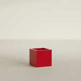 Montroy Cube Planter in Gloss Red, 16", shown empty