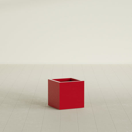 Montroy Cube Planter in Gloss Red, 16", shown empty