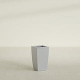 Toulan Tapered Square Planter in Metallic Silver, 12"W × 22"H, shown empty