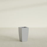 Toulan Tapered Square Planter in Metallic Silver, 12"W × 22"H, shown empty