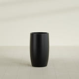 Lisbon tall round tapered fiberglass planter in Matte Black, 18 in diameter, 32 in high, shown empty