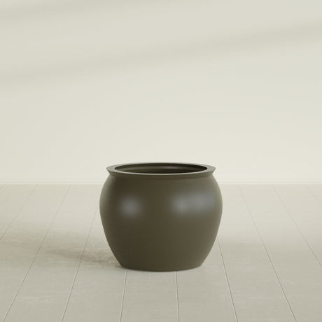 Shanghai Fishbowl Planter in Matte Bronze, 22", shown empty