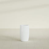 Lisbon tall round tapered fiberglass planter in Matte Bright White, 14 in diameter, 25 in high, shown empty