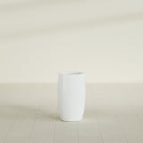 Lisbon tall round tapered fiberglass planter in Matte Bright White, 14 in diameter, 25 in high, shown empty