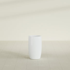 Lisbon tall round tapered fiberglass planter in Matte Bright White, 14 in diameter, 25 in high, shown empty