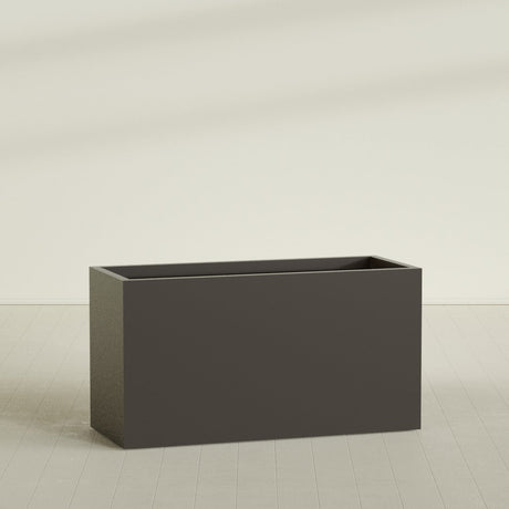 Brisbane Rectangular Planter in Matte Dark Brown, 60"L × 24"D × 32"H, shown empty