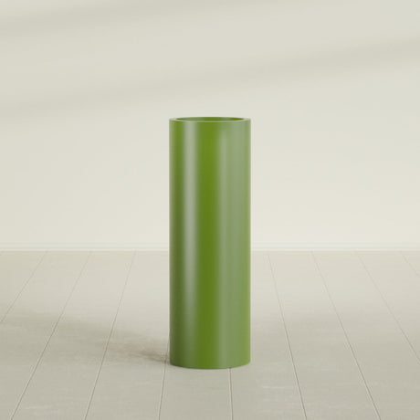 Corry Cylinder Planter in Satin Green, 12"D × 36"H, shown empty