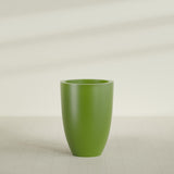Brannan Tapered Round Planter in Satin Green, 30"D × 41"H, shown empty