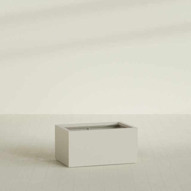 Torino Wide Rectangular Planter in Satin Beige, 36"L × 24"D × 18"H, shown empty